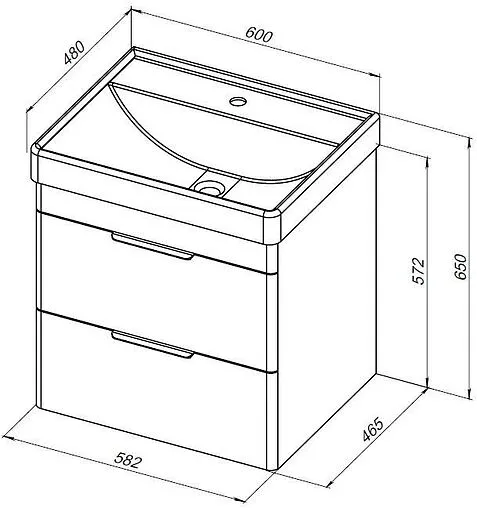 Тумба под умывальник Aquanet Ирис new 60 белый глянец 00310144