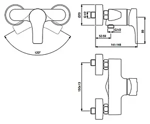 Смеситель для душа Vidima Stream хром BA093AA Смеситель для душа Vidima Stream хром BA093AA, 2