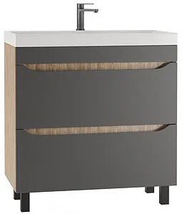 Тумба-умывальник напольная Домино Bruno 80 графит/дуб вотан DBr2904T+4627173210188, 1