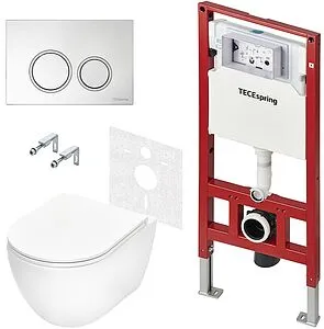 Комплект 6 в 1 TECEspring Base R K401101WCR с кнопкой TECEspring R 9940101 хром глянцевый/хром матовый, 1