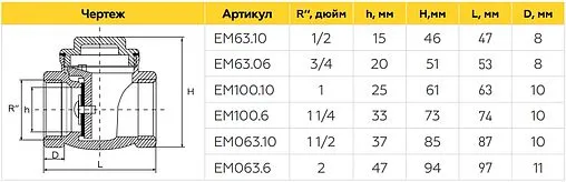 Клапан обратный поворотный ½&quot;в x ½&quot;в Elsen EV42.1212
