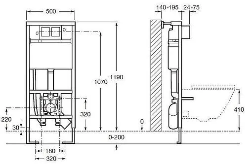 Инсталляция для электронного подвесного унитаза с функцией биде Roca Duplo WC smart 890090800
