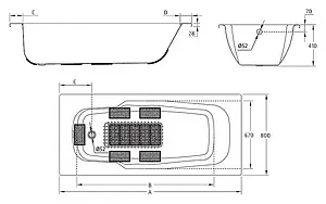Ванна стальная BLB Atlantica HG 180x80 белый B80J handles Ванна стальная BLB Atlantica HG 180x80 белый B80J handles, 3