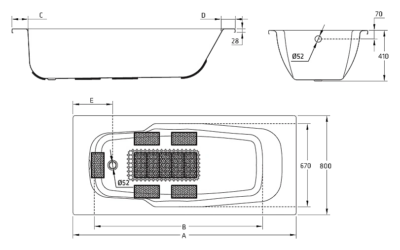 Ванна стальная BLB Atlantica HG 180x80 белый B80J handles