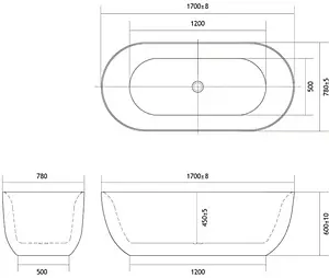 Ванна акриловая отдельностоящая Aquatek Афина 170x78 AQ-44778, 2