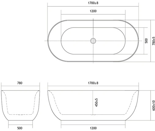 Ванна акриловая отдельностоящая Aquatek Афина 170x78 AQ-44778