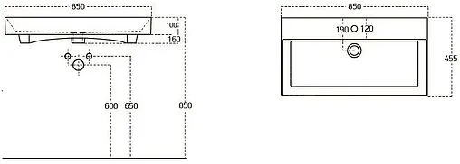 Раковина Sanovit Slim Synergy 85 черный 17085-110