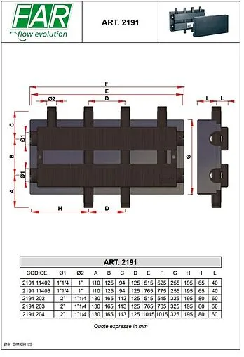 Коллектор распределительный 3 контура 2&quot;в x 1¼&quot;н Far FK 2191 202