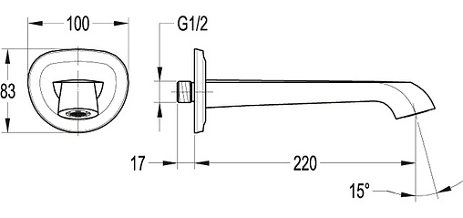 Излив для скрытого монтажа Cezares Liberty хром LIBERTY-F-SC-01