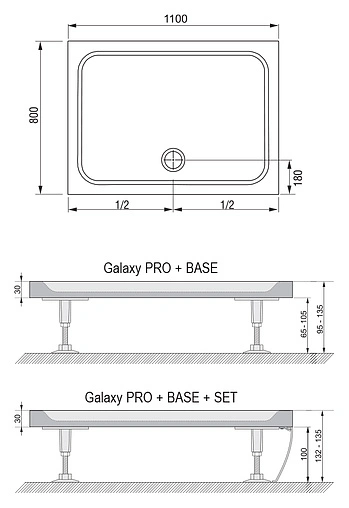 Поддон для душа Ravak Gigant Pro 110х80 Chrome XA04D401010