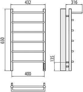 Полотенцесушитель электрический лесенка Terminus Полка Электро П6 400х650 quick touch полированная сталь 4670078531421, 2