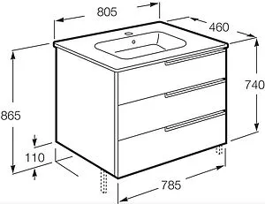 Тумба-умывальник Roca Victoria Nord Ice Edition 80 белый глянец ZRU9302835+ Тумба-умывальник Roca Victoria Nord Ice Edition 80 белый глянец ZRU9302835+, 2