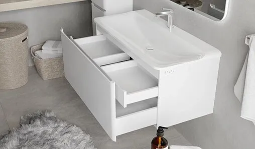 Тумба-умывальник подвесная Raval Welto 100 белый Wel.01.100/P/W/RL+Solo.08.100/W/RL