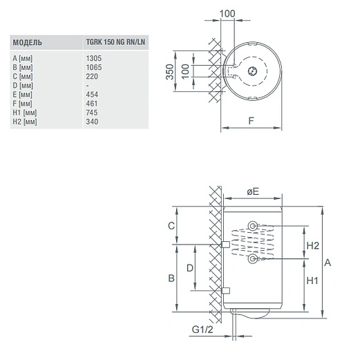 Бойлер комбинированного нагрева Gorenje TGRK150LNGB6 (150 л, 10.55 кВт) 543051 Бойлер комбинированного нагрева Gorenje TGRK150LNGB6 (150 л, 10.55 кВт) 543051
