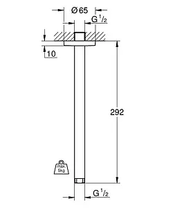 Держатель верхнего душа на потолок Grohe Rainshower белый 28497LS0, 2