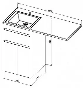 Тумба-умывальник напольная над стиральной машиной Aquanet Токио 110 R белый 00236916+00235498, 2