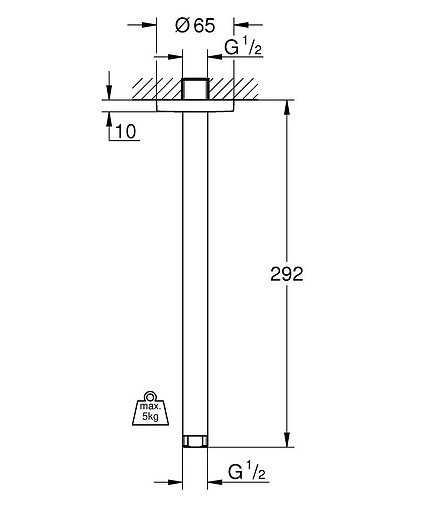 Держатель верхнего душа на потолок Grohe Rainshower белый 28497LS0