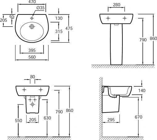Раковина Jacob Delafon Ove 56 белый E1563-00