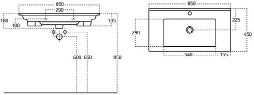 Раковина Sanovit Atria 85 белый 9085-KL