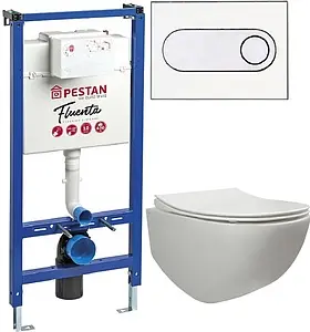 Комплект 6 в 1 Pestan Fluenta Rimless SET40006661OW с кнопкой Onyx белый глянцевый Комплект 6 в 1 Pestan Fluenta Rimless SET40006661OW с кнопкой Onyx белый глянцевый, 1