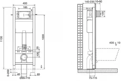 Комплект 5 в 1 Jacob Delafon Vox E21770RU-00 с кнопкой E4316-CP хром глянцевый