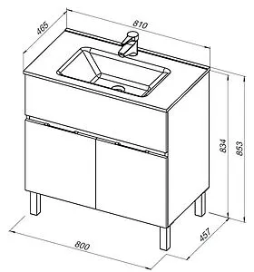 Тумба-умывальник напольная Aquanet Алвита New 80 дуб веллингтон 00277553+00254364, 2