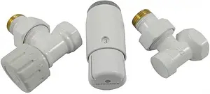 Комплект вентилей терморегулирующих угловых ½" в/н Schlosser Standard Mini белый 602200056 Комплект вентилей терморегулирующих угловых ½" в/н Schlosser Standard Mini белый 602200056, 1