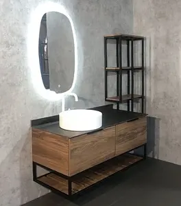 Тумба-умывальник подвесная Comforty Порто 120-1 дуб тёмно-коричневый/чёрный 00-00000828CF, 5