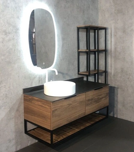 Тумба-умывальник подвесная Comforty Порто 120-1 дуб тёмно-коричневый/чёрный 00-00000828CF