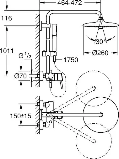 Душевая система со смесителем для душа Grohe Euphoria Concetto хром 23061002