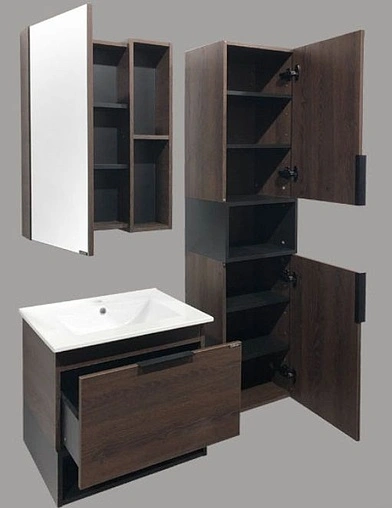 Тумба-умывальник подвесная Comforty Франкфурт 60 дуб шоколадно-коричневый/чёрный 00004150530CF Тумба-умывальник подвесная Comforty Франкфурт 60 дуб шоколадно-коричневый/чёрный 00004150530CF