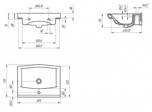 Раковина Cersanit Strim 60 белый S-UM-STR60/1-w