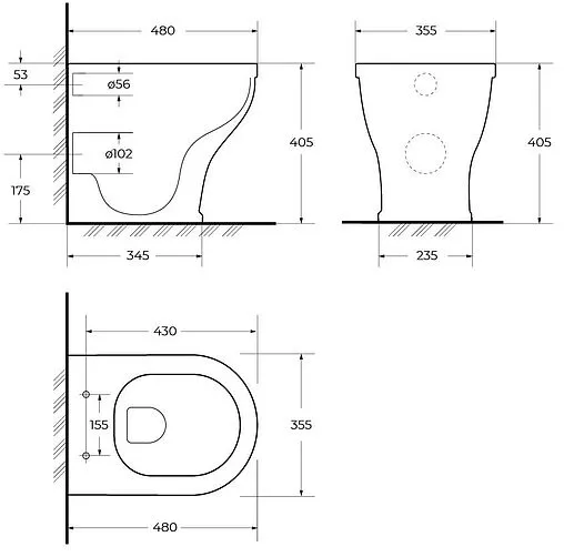 Унитаз приставной безободковый Cezares Giubileo белый CZR-265-CBR