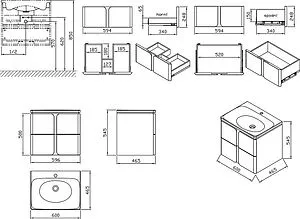 Тумба-умывальник подвесная Ravak Balance 60 белый X000001366+X000001370+ Тумба-умывальник подвесная Ravak Balance 60 белый X000001366+X000001370+, 2