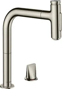 Смеситель для кухни с выдвижным изливом Hansgrohe Metris Select M71 под сталь 73819800, 1