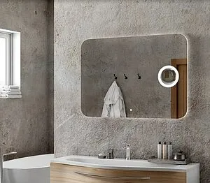 Зеркало с подсветкой Continent Elegant Led 80x60 с линзой, с музыкальным блоком, с подогревом белый ЗЛП174, 4