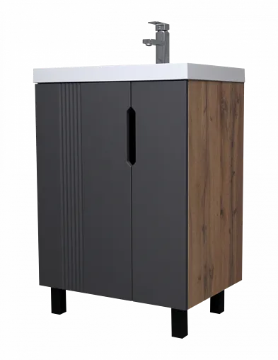 Тумба-умывальник напольный Айсберг Марта 60 дуб вотан DA3502T+4670142930044