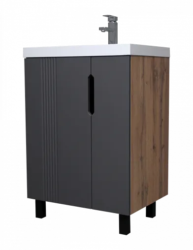 Тумба-умывальник напольная Айсберг Марта 60 дуб вотан DA3502T+4670142930044
