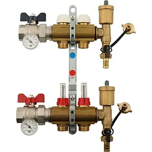 Группа коллекторная с расходомерами 2 отвода 1&quot;в/в x ¾&quot;ек Tiemme 3870027, 1