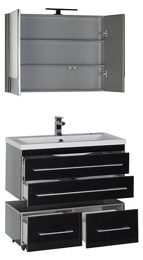 Шкаф-зеркало Aquanet Верона 90 L чёрный 00172340 Шкаф-зеркало Aquanet Верона 90 L чёрный 00172340