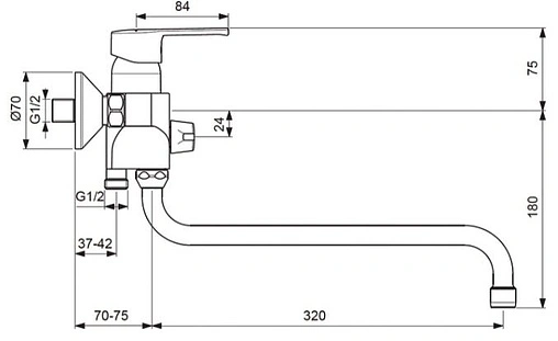 Смеситель для ванны с длинным изливом Vidima Uno хром BA240AA