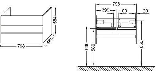 Тумба под умывальник подвесной Jacob Delafon Lucien 80 белый EB2057-J5-J5