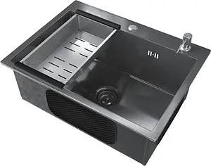 Мойка кухонная Ulgran Steel 60 черная брашированая сталь Мойка кухонная Ulgran Steel 60 черная брашированая сталь, 1