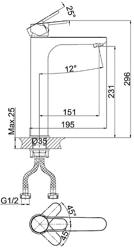 Смеситель для раковины D&K Rhein Marx хром DA1392001 Смеситель для раковины D&K Rhein Marx хром DA1392001