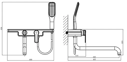 Смеситель для ванны с длинным изливом D&amp;K Berlin Kunste оранжевый/хром DA1453313