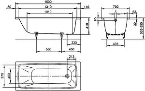 Ванна стальная Kaldewei Cayono 150x70 mod. 747 standard белый 274700010001 Ванна стальная Kaldewei Cayono 150x70 mod. 747 standard белый 274700010001, 2