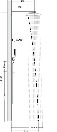 Лейка верхнего душа с настенным креплением Hansgrohe Rainmaker Select 460 2jet белое стекло/хром 24005400
