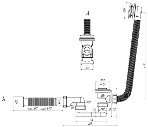 Слив-перелив для ванны Ани Пласт хром EC055 Слив-перелив для ванны Ани Пласт хром EC055
