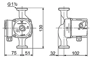 Насос циркуляционный Grundfos UPS 25-50 130 96281424, 2