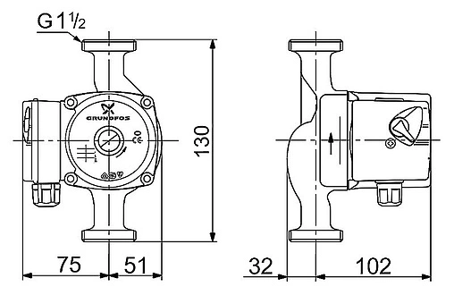 Насос циркуляционный Grundfos UPS 25-50 130 96281424